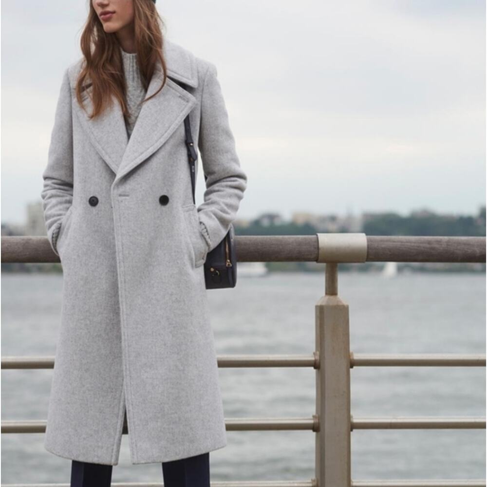 Club Monaco Burgundy Red Jemma Double Breasted Wool Coat XS Extra Small Midi